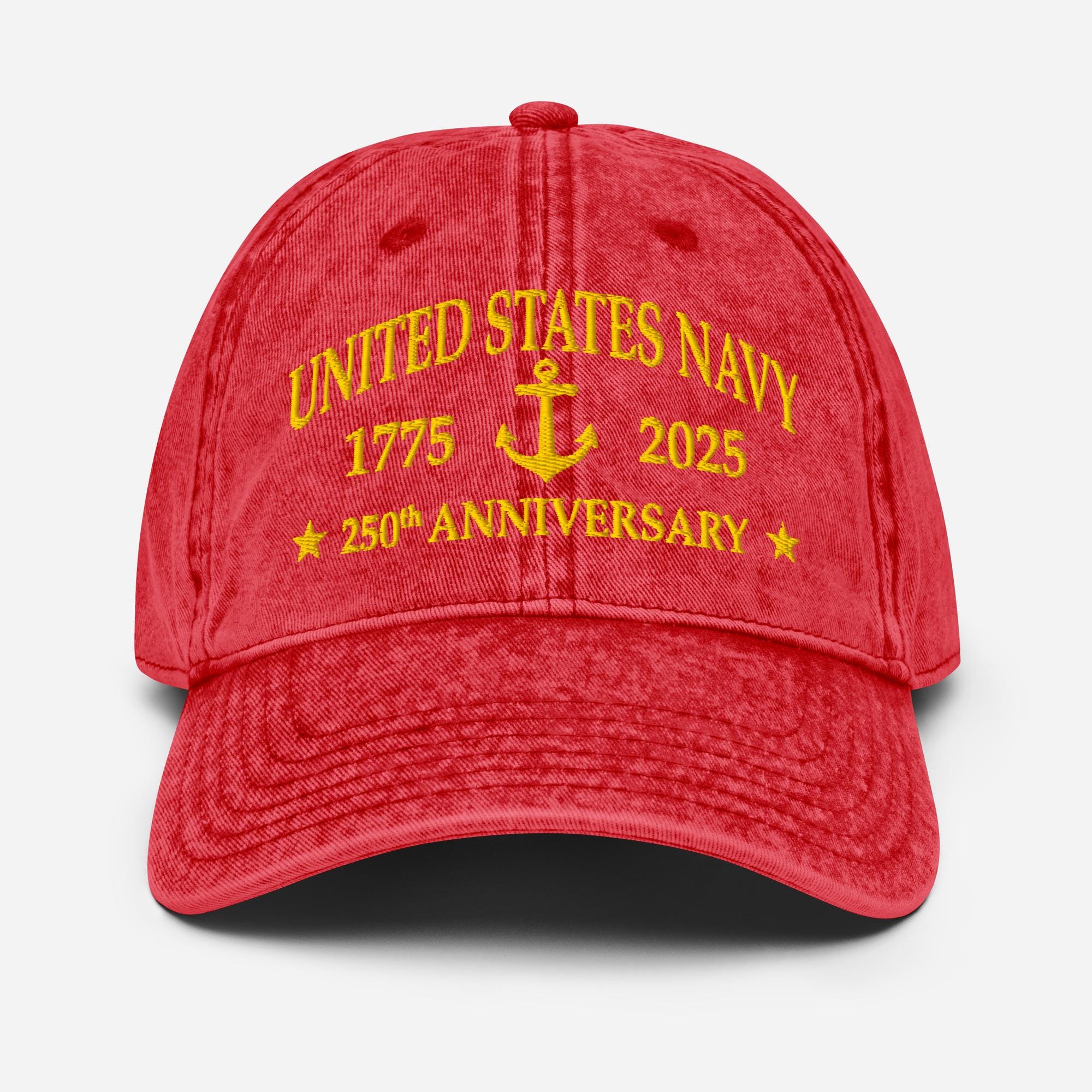 【未使用】アメリカ海軍 250周年 記念 キャップ アメリカ海軍250周年記念刺繍入りヴィンテージコットンツイルキャップ