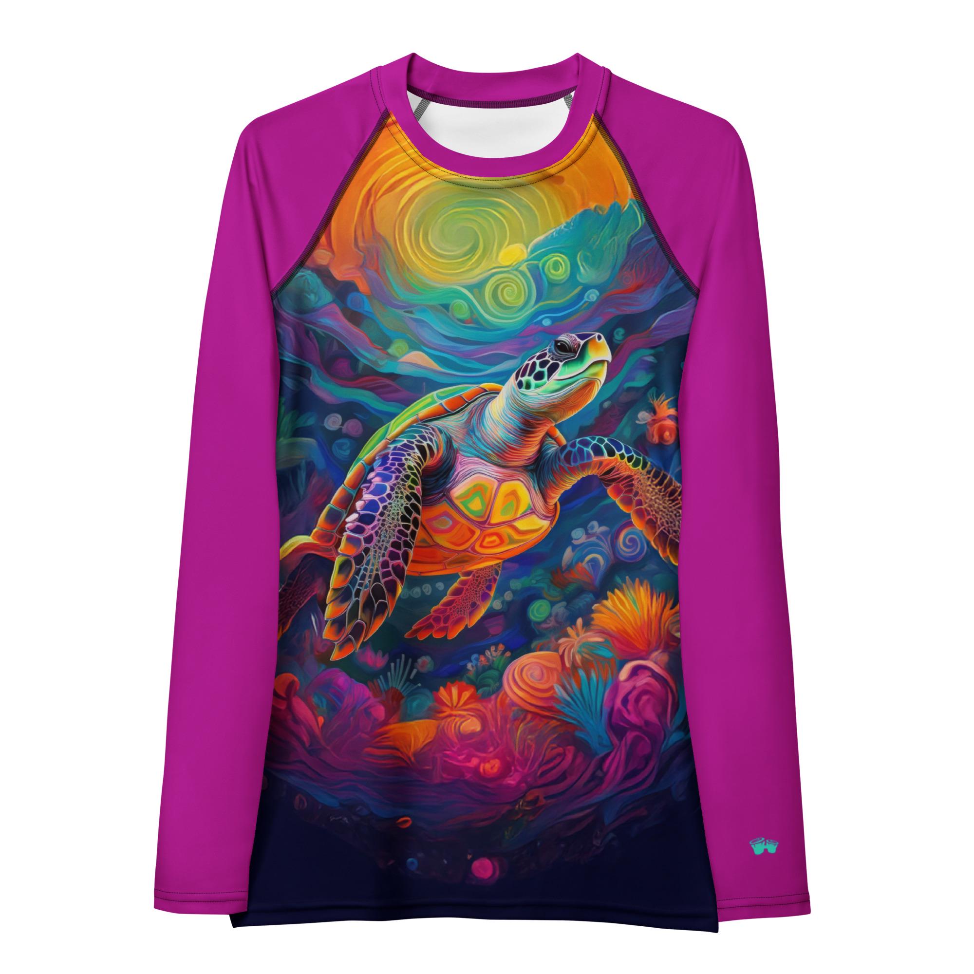 Turtle Rash Guard Psychedelic Sea Turtle Women's Rash Guard - Etsy