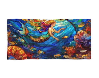 Toalla de playa de sirena vibrante