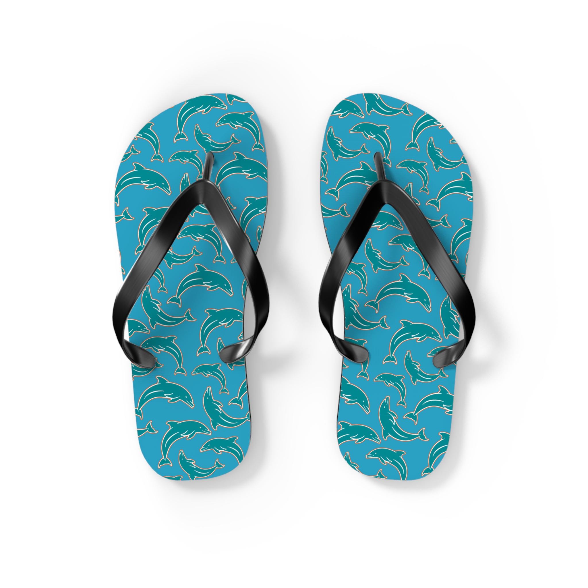 Turquoise Miami Dolfan Flip-flops - Etsy display picture 1