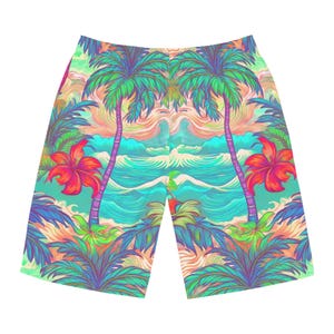 Mens Vintage Island Palm Board Shorts