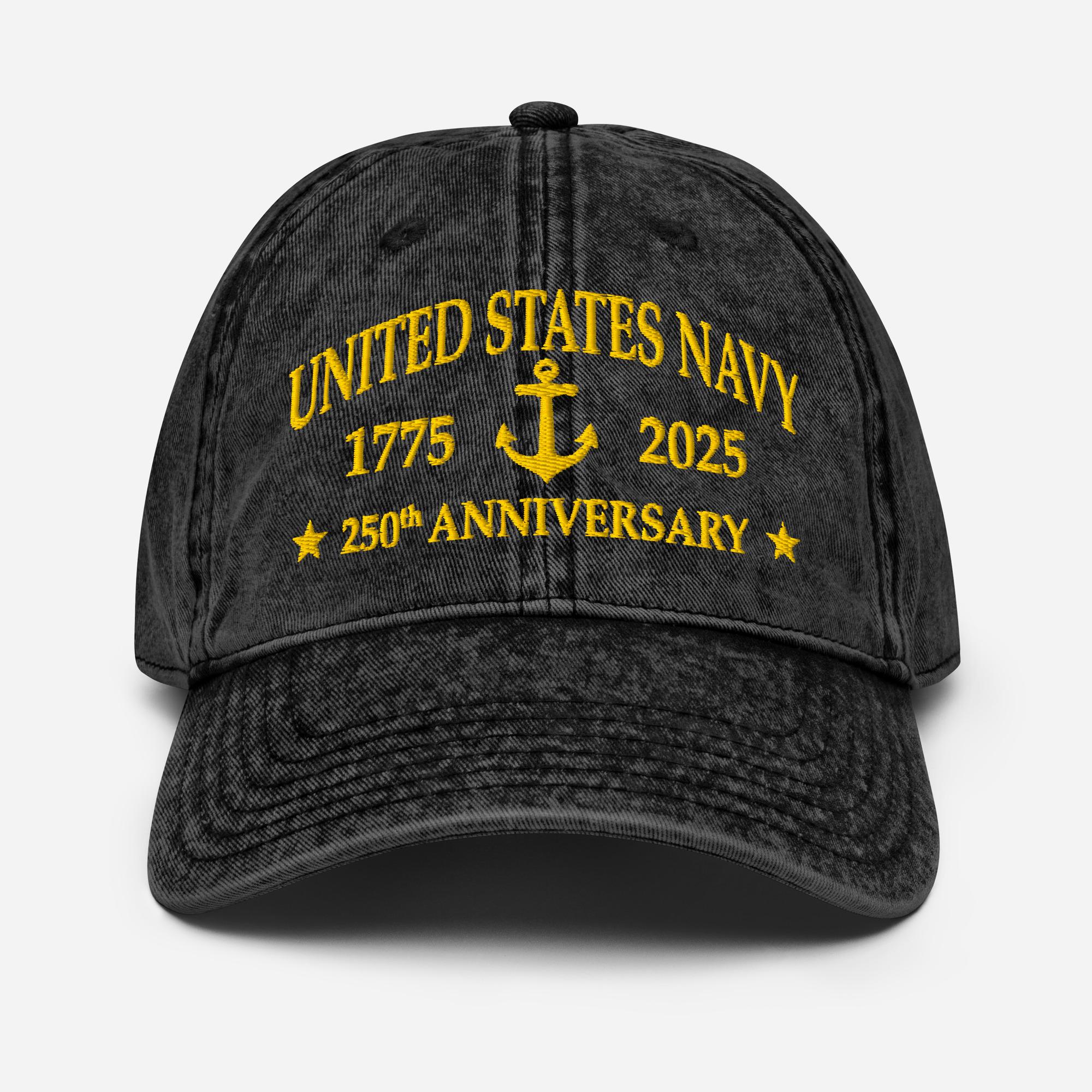 【未使用】アメリカ海軍 250周年 記念 キャップ アメリカ海軍250周年記念刺繍入りヴィンテージコットンツイルキャップ