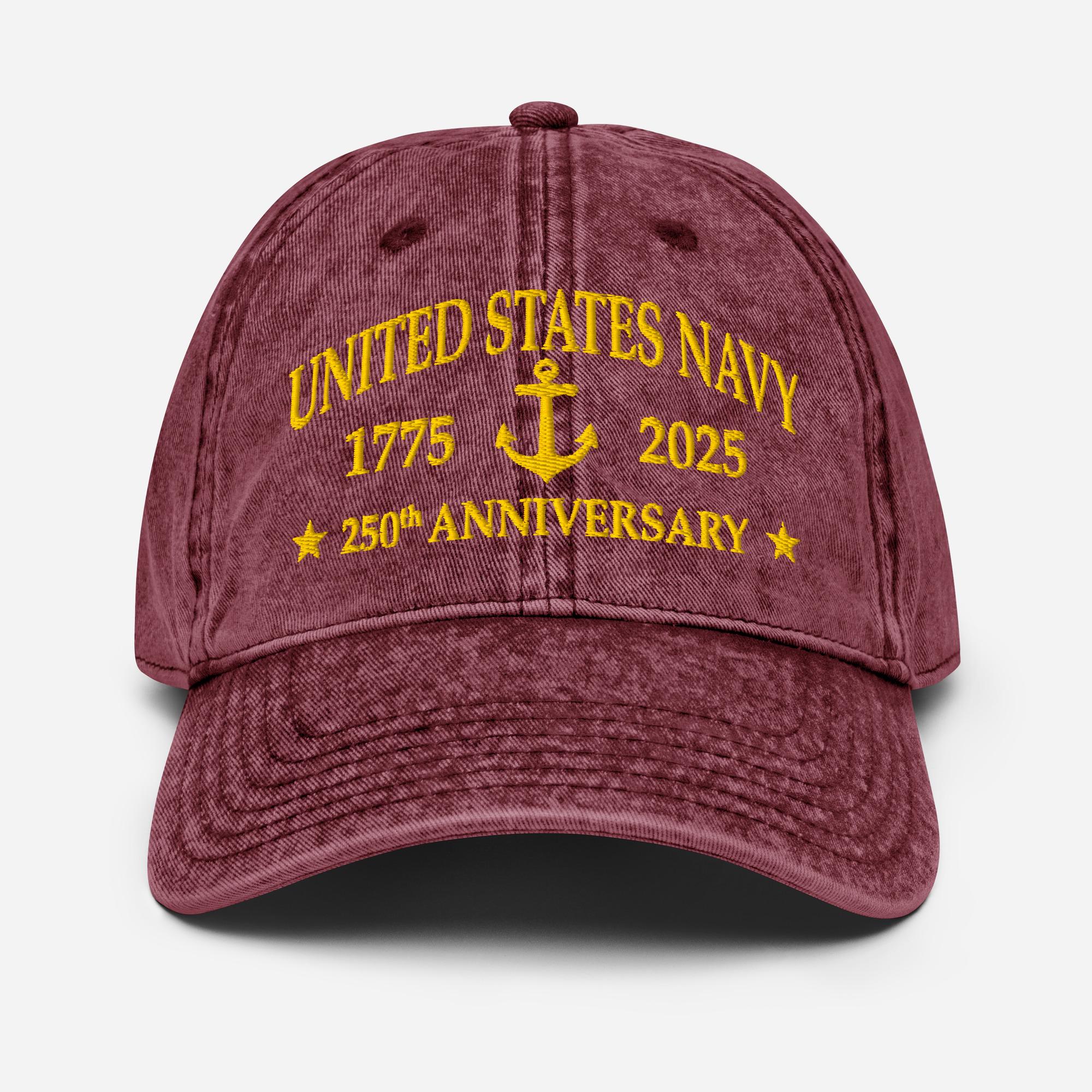 【未使用】アメリカ海軍 250周年 記念 キャップ アメリカ海軍250周年記念刺繍入りヴィンテージコットンツイルキャップ