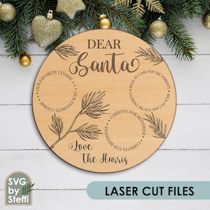 Caro vassoio di Babbo Natale in formato SVG file di taglio laser della piastra per biscotti di Babbo Natale Modello di piatto di cibo per renne File in formato SVG di Natale per il download digitale Cricut Glowforge