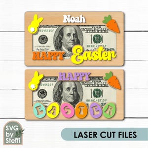 Porta soldi di Pasqua svg Busta per soldi svg Busta per contanti Etichetta con nome per cestino di Pasqua Porta banconote svg File tagliati al laser Regalo di denaro personalizzato