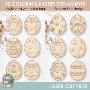Kit per decorare le uova di Pasqua File Svg per le uova di Pasqua Uova di Pasqua colorate per bambini Kit fai da te per colorare le uova Uova di Pasqua in legno Svg Taglio laser