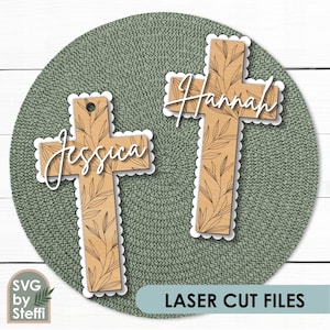 Gepersonaliseerd kruis svg Naam kruis Christelijk kruis ornament lasergesneden bestand Religieus kruis Gelaagd kruis Paasbord Glowforge Cricut