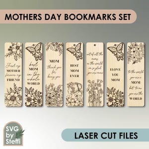 Marcador del día de las madres svg set Regalo del día de las madres Idea de regalo de cumpleaños de mamá Plantilla de marcador de papel acrílico de madera archivos svg para cricut Glowforge