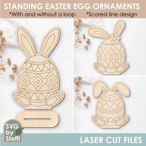 Standing Easter Egg Ornaments Svg Easter Egg Shelf Sitter Laser Cut Files DIY Easter Painting Egg for Kids Easter Decorations DIY Craft Kit