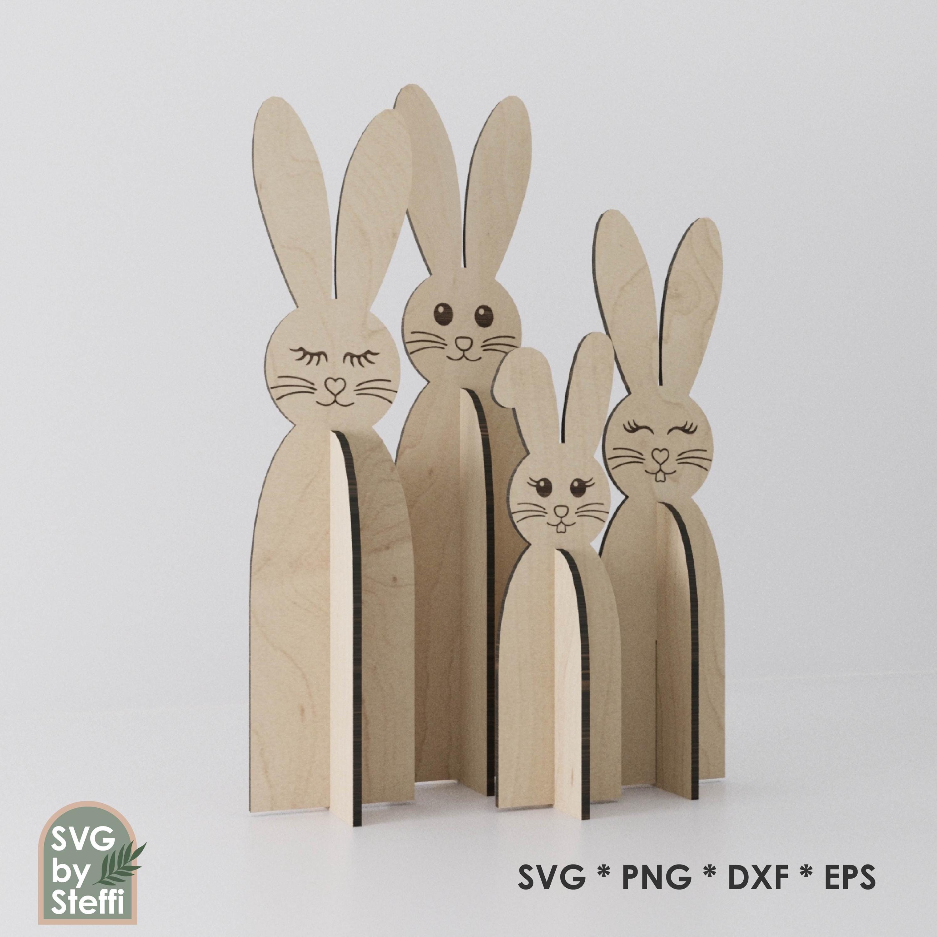 Standing Easter Bunnies Svg Tall 3D Bunny Laser Cut Files Easter Rabbit ...