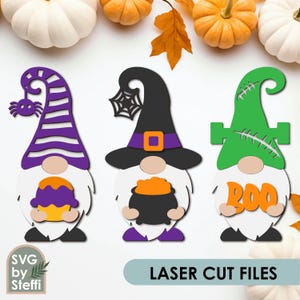 Halloween gnomes svg laser cut files Halloween gnomes png Cute halloween decor svg Wooden gnome patterns Fall svg files for Cricut Glowforge
