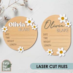 Signo de estadística de nacimiento personalizado svg Signo de anuncio de bebé archivos cortados con láser Signo de estadística de bebé svg Signo de nombre de bebé svg Signo de hospital de bebé Glowforge