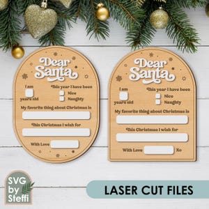 Dear Santa christmas sign svg Dear Santa letter laser cut files engraving Christmas wish list svg Christmas board template Digital download
