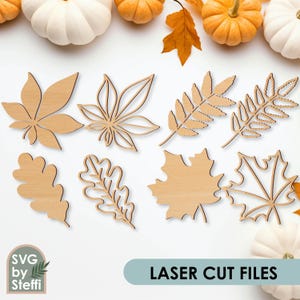 Fall leaves svg laser cut files Layered leaf svg Oak leaf Maple leaf Rowan leaf svg Autumn decorations svg files Glowforge Lightburn Cricut