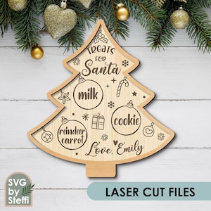 Santa lade SVG Santa cookie plaat laser gesneden bestand behandelt voor Santa SVG lieve Santa lade SVG Santa dienblad Kids Christmas SVG Glowforge