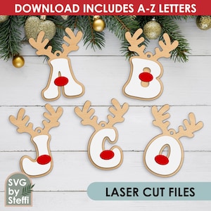Etiquetas de nombre de medias de reno svg Etiquetas de medias navideñas svg Percha de medias archivos cortados con láser Etiqueta navideña de madera Etiquetas de regalo navideñas Glowforge