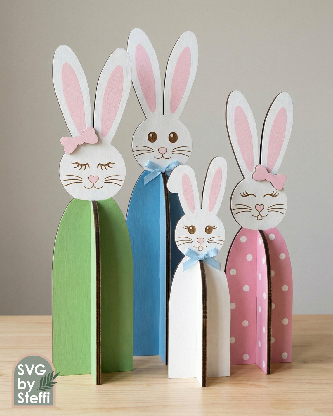 Standing Easter Bunnies Svg Tall 3D Bunny Laser Cut Files Easter Rabbit ...