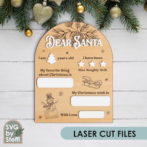 Dear Santa svg christmas sign Dear Santa letter laser cut file engraving Christmas wish list svg Christmas board template Digital download