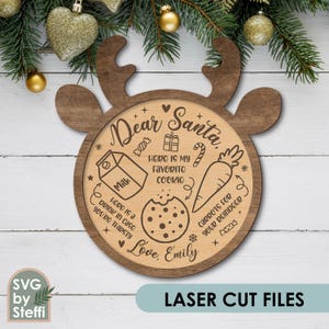 Vassoio di Babbo Natale in formato SVG Biscotto di Babbo Natale piatto file di taglio laser Modello di piatto di cibo per renne Caro segno di Babbo Natale in formato SVG Bambini Natale in formato SVG per Glowforge Lightburn