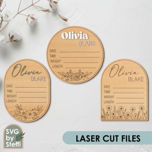 Personalized Birth stat sign svg Baby announcement sign laser cut files Baby stat sign svg Baby name sign svg Baby Hospital sign Glowforge