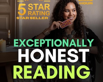 May include: An image promoting "Elera Mystic Readings" features a smiling person holding a tarot card. The text includes "5 Star Rating Star Seller" and "Exceptionally Honest Reading" in green and white. The words "Same Hour" are also visible.
