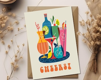 de voeux pour cocktails | Carte d'anniversaire cocktail
