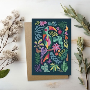 Tropical Toucan Card | Toucan Greeting Card | Tropical Bird Blank Note Card | Card for Bird Lover
