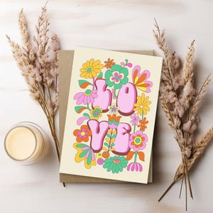Tarjeta de amor floral / Tarjeta de San Valentín / Tarjeta de amor / Tarjeta de amor para mejores amigos