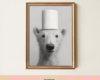 Polar Bear Print | Funny Bathroom Decor | Animal Toilet Paper Art | Bear Lovers Gift