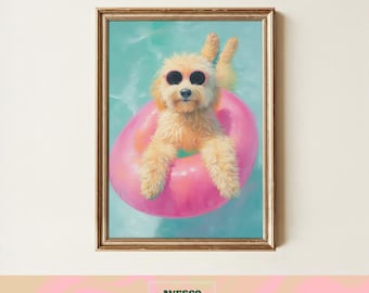 Weißer Pudel Kunstdruck | Lustiger Hund Wandkunst