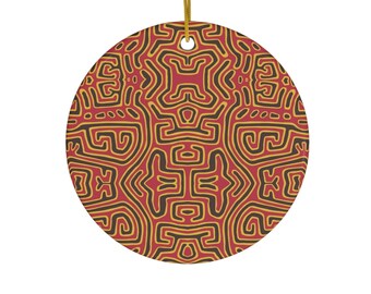 Adorno de cerámica para árbol de Navidad con diseño abstracto de mola