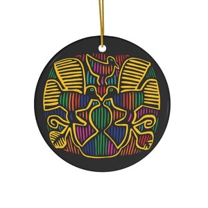 Panama Mola Bird Ceramic Ornament