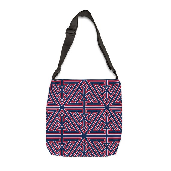 Geometric Maze Pattern Tote Bag | Abstract Tribal Lines Adjustable Strap