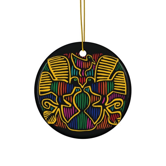 Panama Mola Bird Ceramic Ornament
