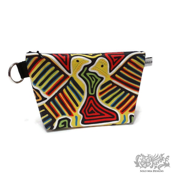 Printed Pigeon Mola and Denim Zippered Bag Lined with Black Cotton Sateen