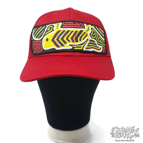 Panama Mola Printed Fabric Fish Mola Patch Red Women's Baseball Cap