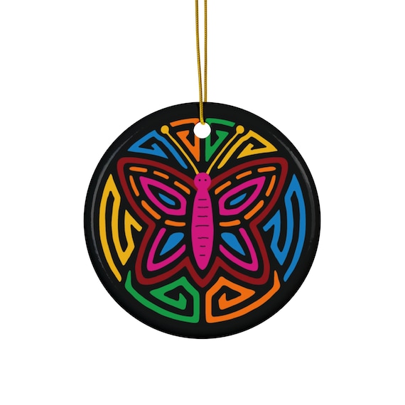Colorful Butterfly Ceramic Ornament | Perfect for Holiday Decor, Gift Tag, Home Decoration, Tree Ornament, Celebration Keepsake