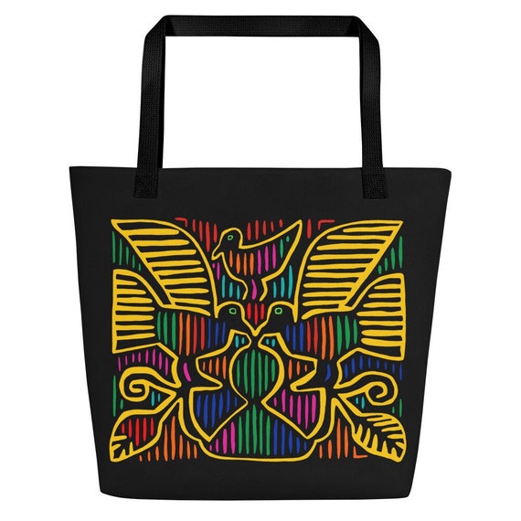 Bird Mola Print Large Tote Bag