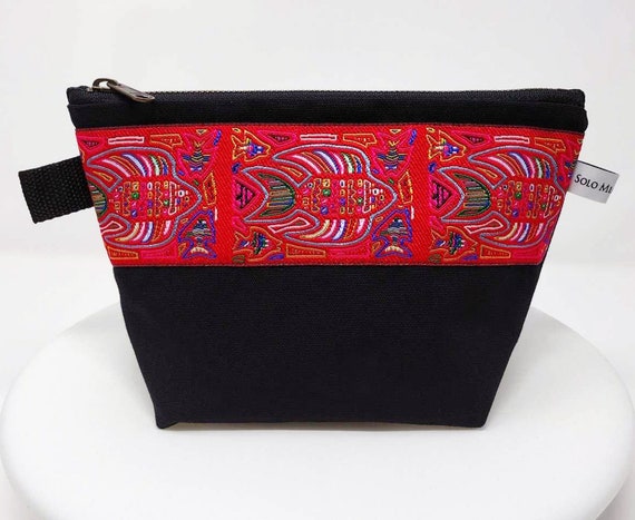 Fish Mola Ribbon Makeup Bag