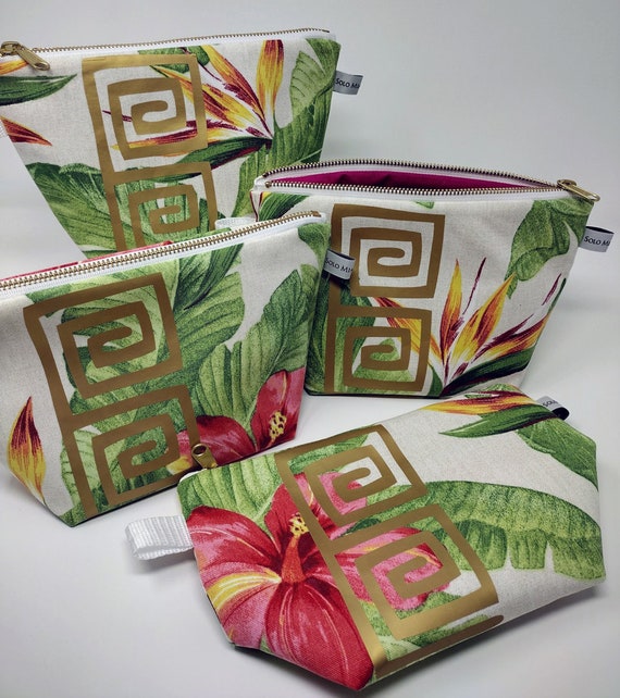 Tropical Floral Print Makeup Bag