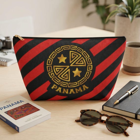 Panama Emblem Stripe Accessory Pouch | T-Bottom Makeup Bag