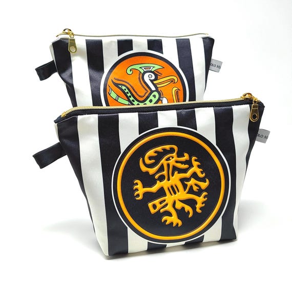 Cocle-Inspired Pre-Columbian Art Satin Print Makeup Bag
