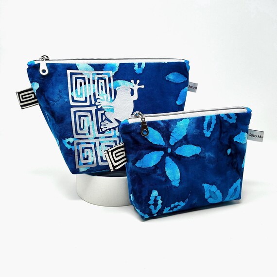 Set of 2 Zippered Makeup Bags, Lined