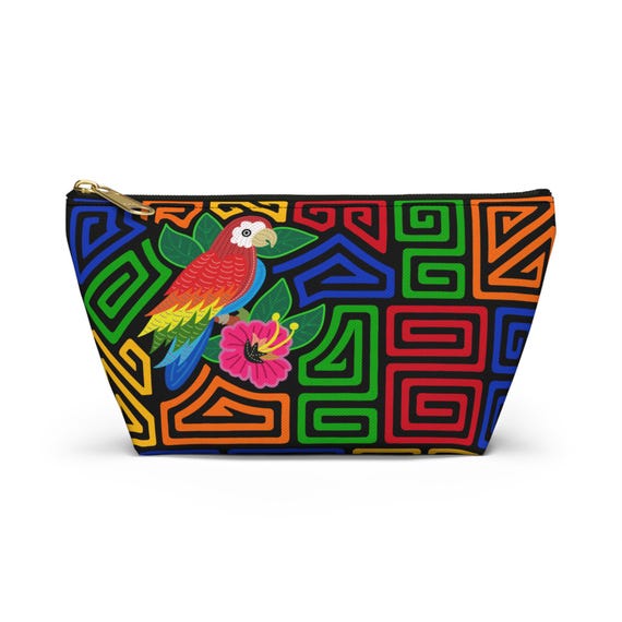 Tropical Parrot Mola Art Accessory Pouch