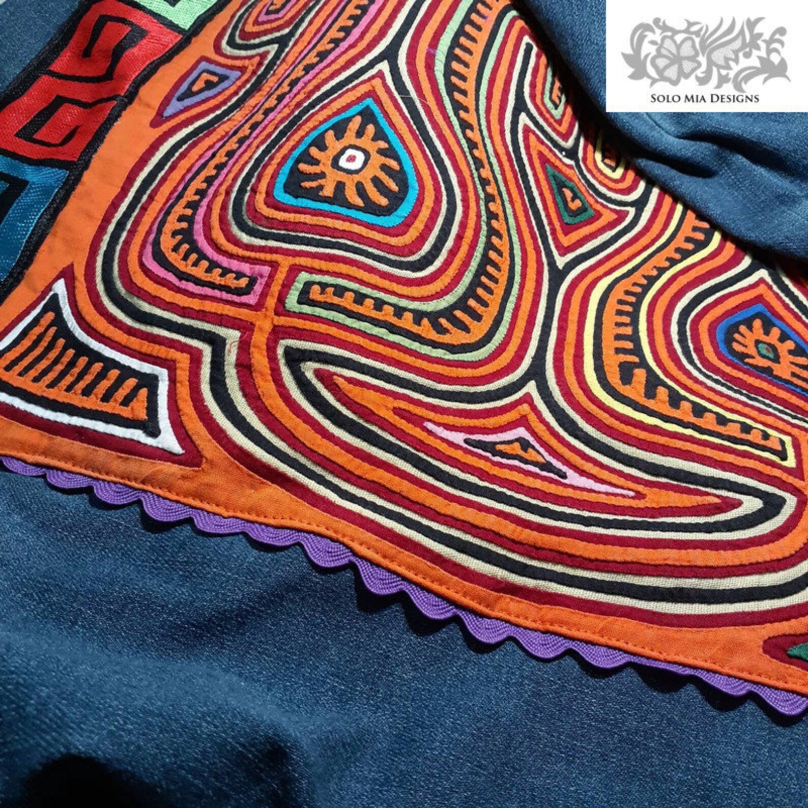 Blue Denim Jacket Embellished With Multicolor Mola and Ric Rac Trim ...