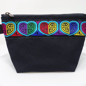 Heart Mola Ribbon Makeup Bag