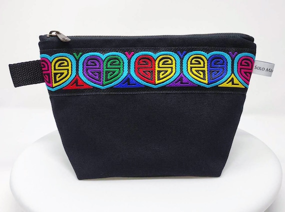Heart Mola Ribbon Makeup Bag