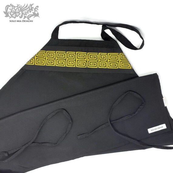 Black Apron with Geometric Printed Mola Fabric
