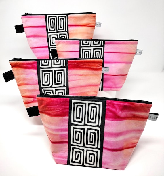 Makeup Bag with Mola Print, SUNRISE Tie Dye, Large