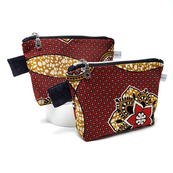 Ankara Style Fabric Makeup Bag, Lined